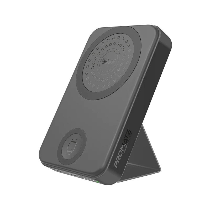 Promate Promate SuperCharge MagSafe Compatible and Apple Watch Wireless Charging Power Bank - Black | PowerMag-Trio - Computers & Tech - Lebanon