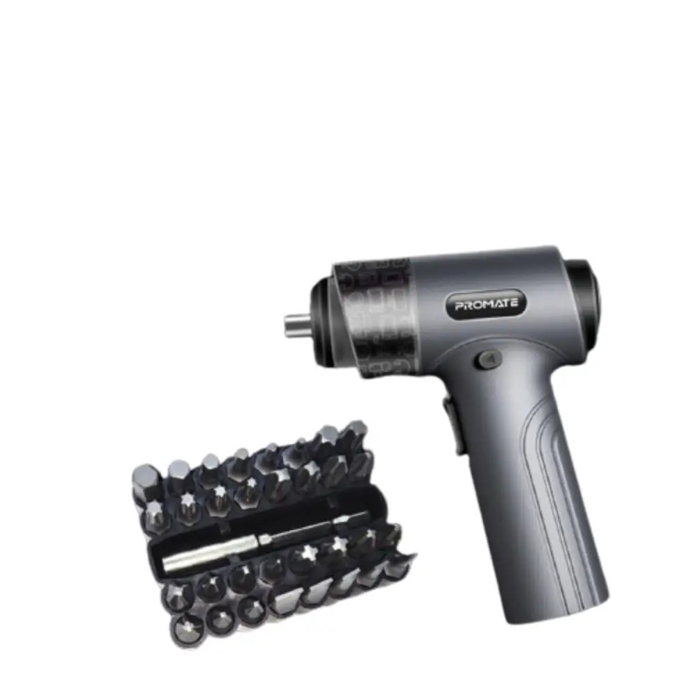 Promate Promate Electric Screwdriver Set, Premium 36-In-1 Wireless Rechargeable Screwdriver With 32 S2 Steel Bits, Rapid 200 RPM, 5Nm Strong Torque, LED Fill Light And Storage Case | PROTOOLS-31G - Networking - Lebanon