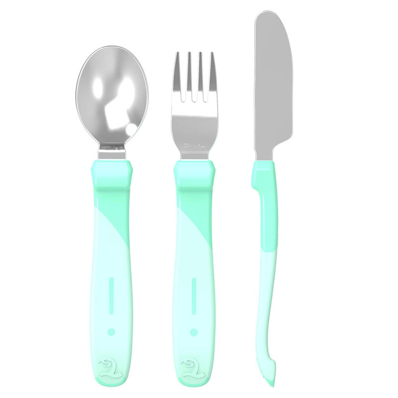 Twistshake Twistshake Learn Cutlery Stainless Steel 12+m Pastel , Green | 78211 - Home & Kitchen - Lebanon