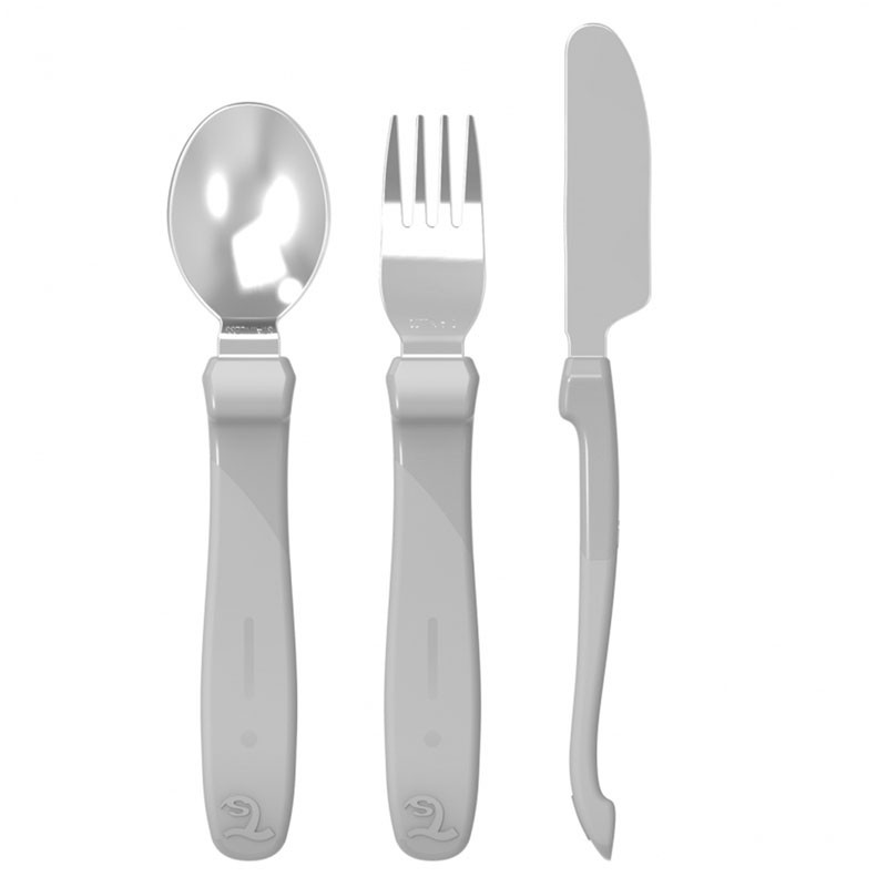 Twistshake Twistshake Learn Cutlery Stainless Steel 12+m Pastel , Grey | 78214 - Home & Kitchen - Lebanon
