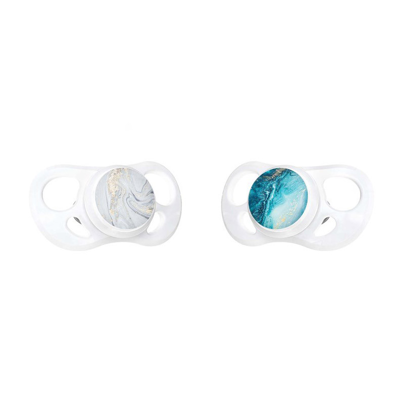Twistshake 2x Pacifier 0-6m Marble Blue Grey | 78664