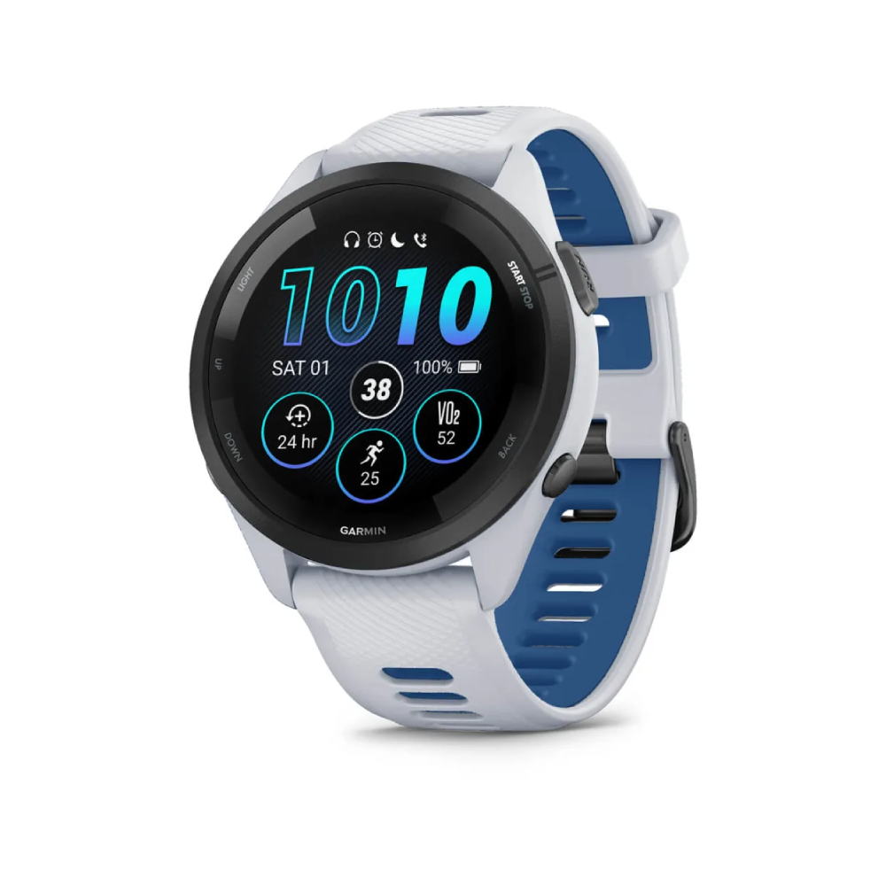 Garmin Garmin Forerunner 265 - Black Bezel with Whitestone Case and Whitestone/Tidal Blue Silicone Band | 010-02810-11 - Phones & Wearables - Lebanon