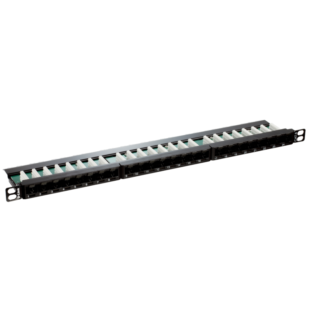 D-Link D-link 24 Port Cat6 Unshielded Fully Loaded Punch Down Patch Panel - Keystone Type -0.5U- Black Colour | NPP-C61BLK243 - Networking - Lebanon