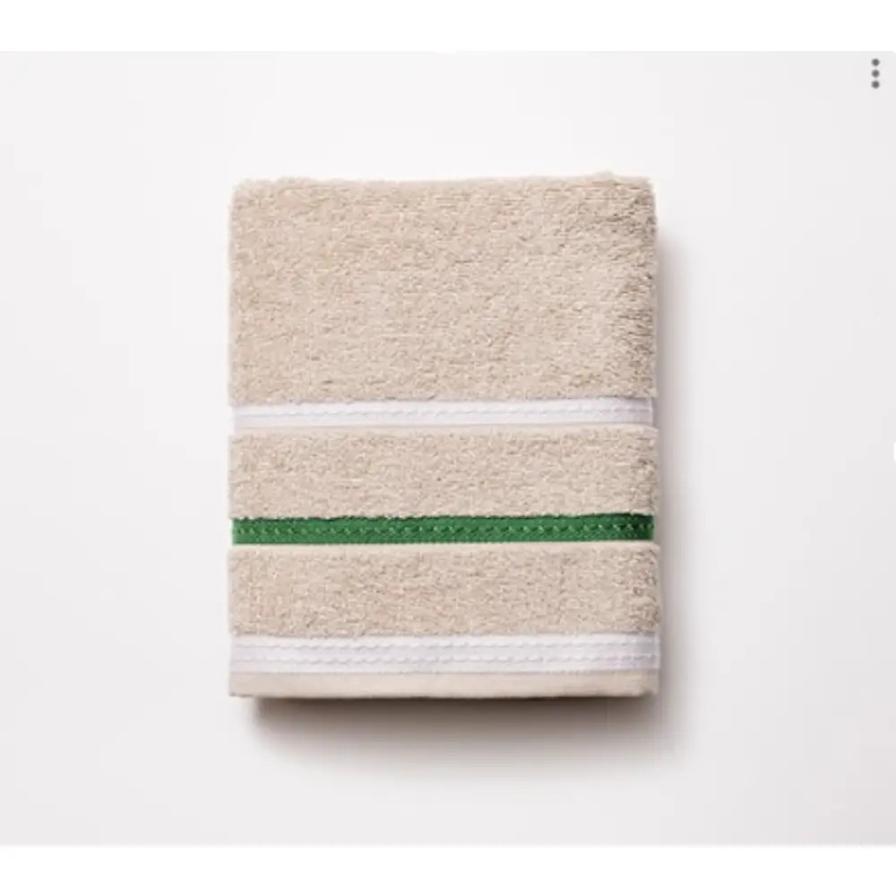 Benetton Benetton Home, Hand Towel 50x90cm 450Gms 100& Cotton Beige W/ Stripes Neutral Be | BE-0926-BG-KF - Home & Kitchen - Lebanon