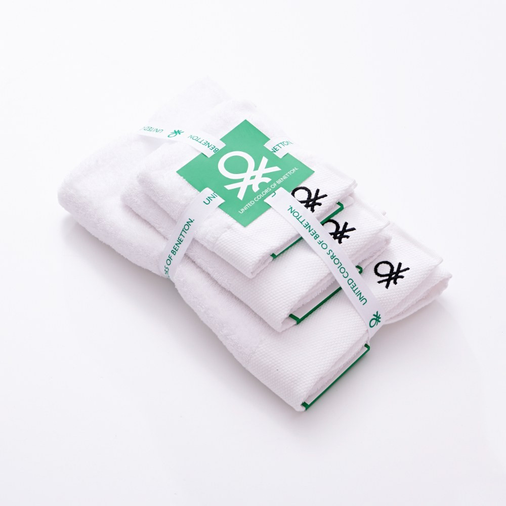 Benetton Benetton Home 3Pcs Towel Set 100% Cotton 500Gsm Embroidered Logo (Guest Towel 30x50cm, Hand Towel 50x90cm | BE-2129 - Home & Kitchen - Lebanon