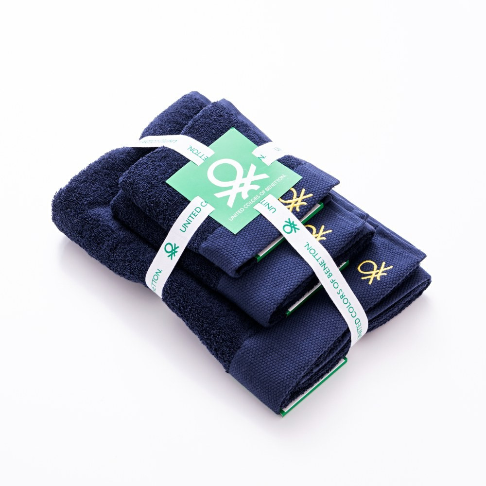 Benetton Benetton Home 3Pcs Towel Set 100% Cotton 500Gsm Embroidered Logo (Guest Towel 30x50cm, Hand Towel 50x90cm | BE-2133 - Home & Kitchen - Lebanon