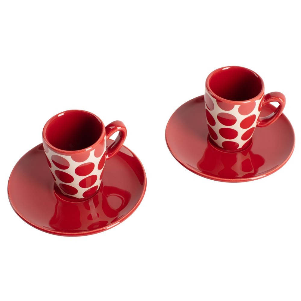 Benetton Benetton Home Set 4 Pc Coffee (2Cups 75ML + 2 Solid Colour Plates) Stoneware Red FW23 Be | BE-2066 - Home & Kitchen - Lebanon