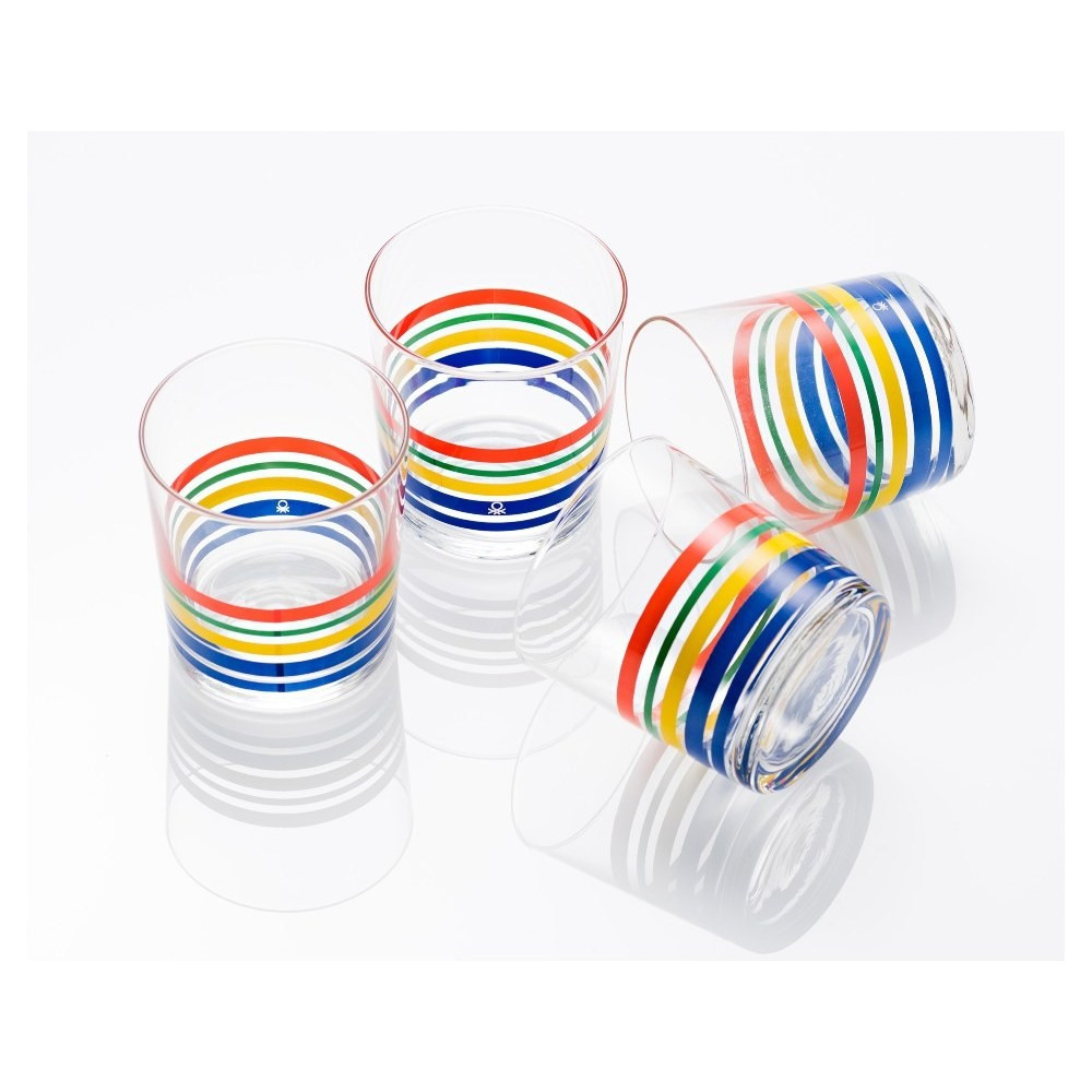 Benetton Benetton Home Set 4Pc Water Tumblers 0.33L Glass Rainbow Be | BE-0264 - Home & Kitchen - Lebanon