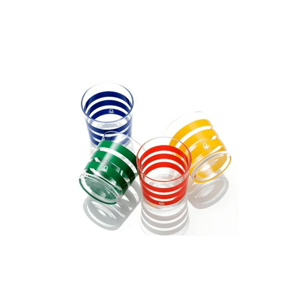 Benetton Benetton Home Set 4Pc Water Tumblers 0.33L Glass (Red + Yellow + Green + Blue) Rainbow Be | BE-0265 - Home & Kitchen - Lebanon