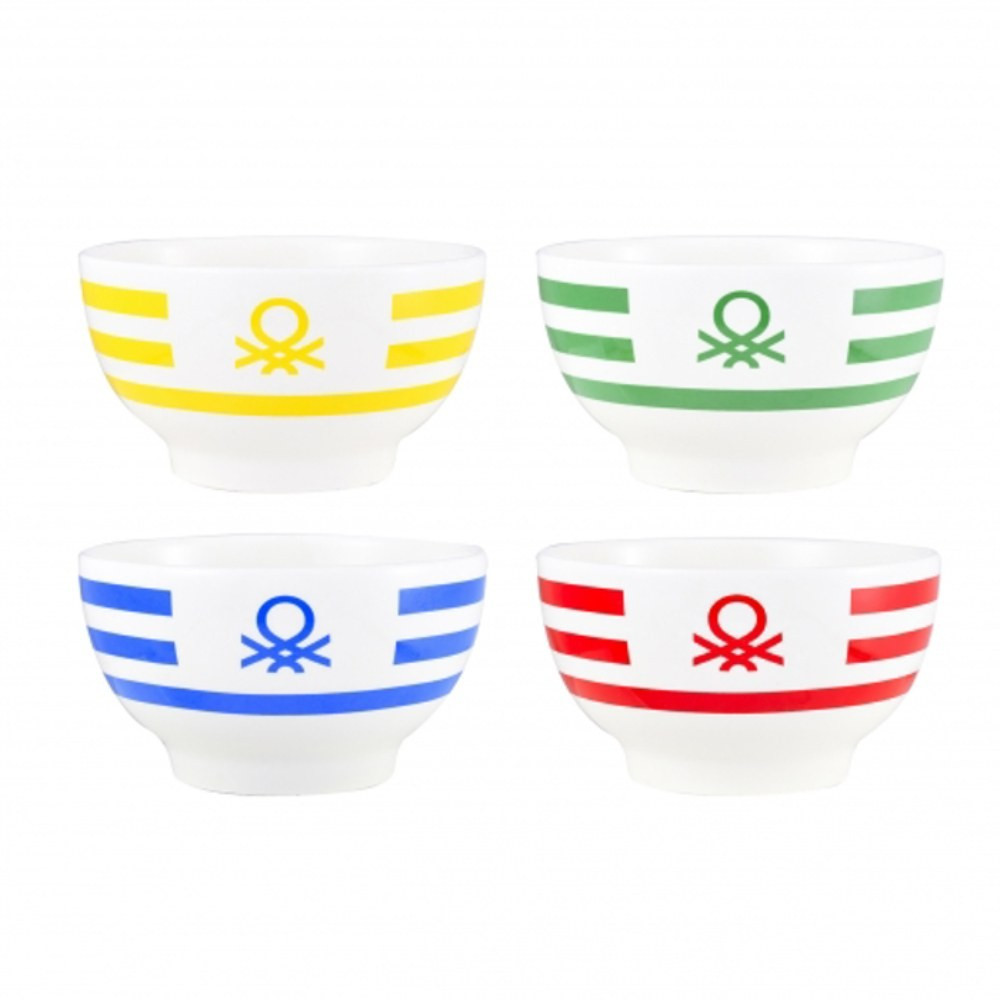 Benetton Benetton Home Assorted Box Of 2Pcs New Bone China Bowl Set With Rainbow Be Logo | BE-0854-AA - Home & Kitchen - Lebanon