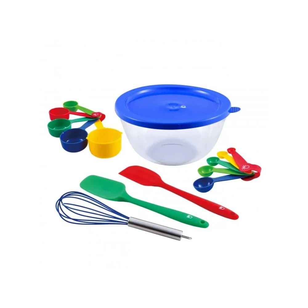 Benetton Benetton Home Set 14Pc Bowl (Bowl+Spoon+Spatula+Whisk+5 Measuring Cups+5 Measuring Spoons) High Borosilic | BE-0683 - Home & Kitchen - Lebanon