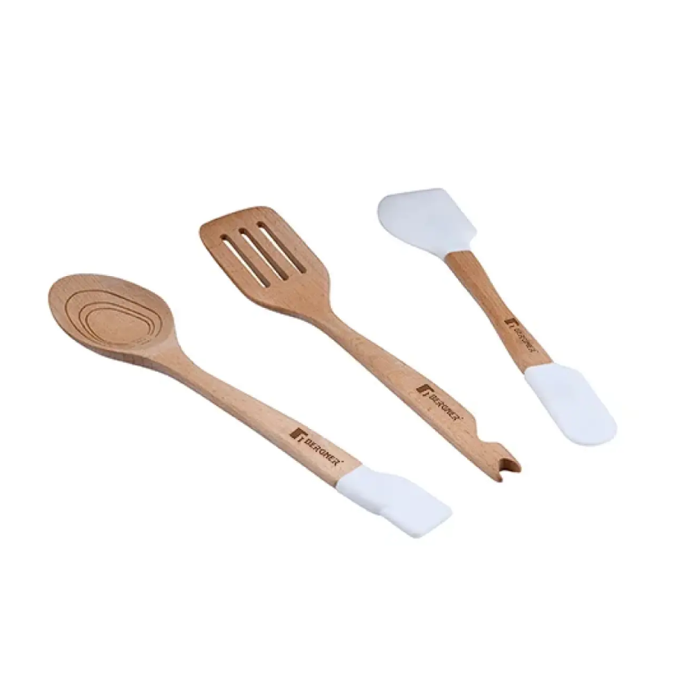 Bergner Bergner Set Of 3 Naturally Beech Wood Utensils | BG-43050-WH - Home & Kitchen - Lebanon