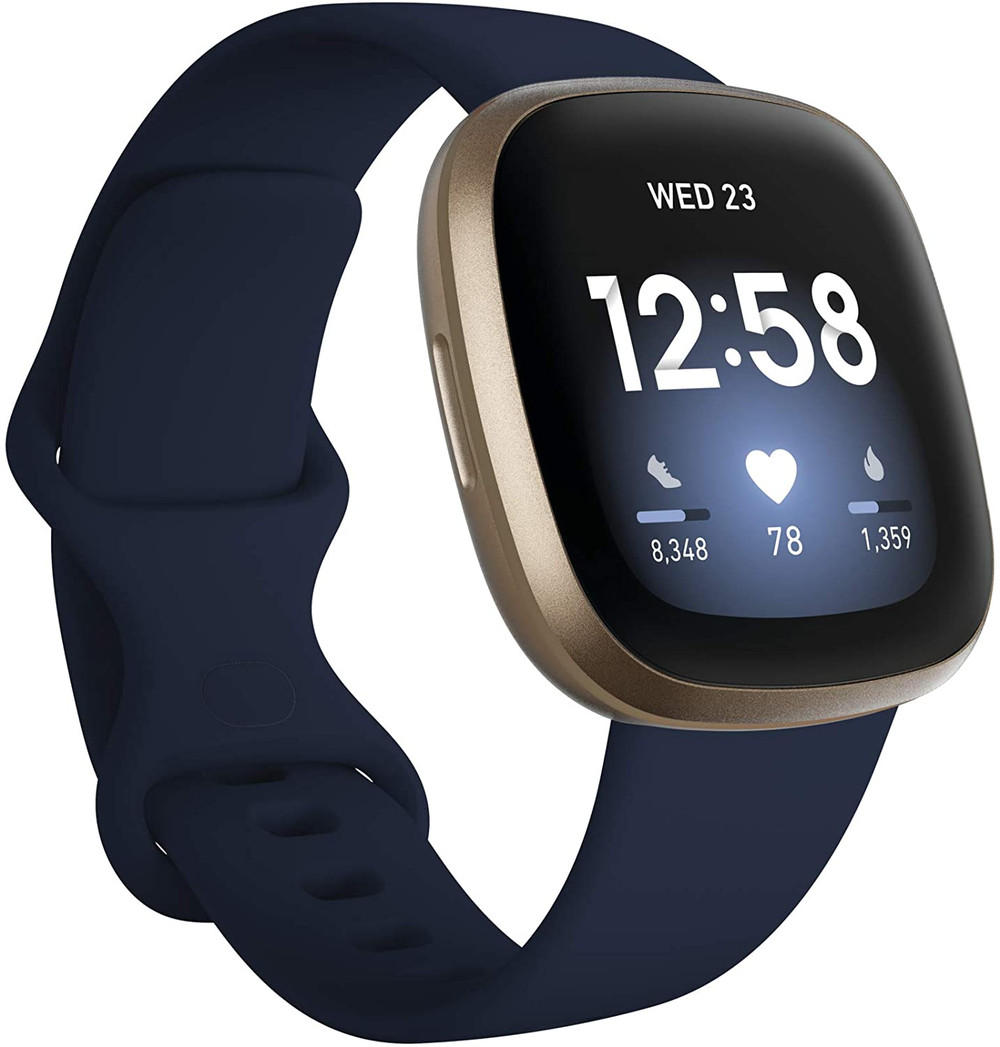 Fitbit Fitbit Versa 3 Health & Fitness Smartwatch with GPS, 24/7 Heart Rate, Alexa Built-in, 6+ Days Battery, Midnight Blue/Gold | FB511GLNV - Phones & Wearables - Lebanon