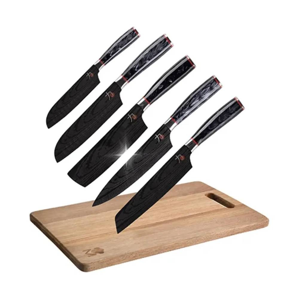 MasterPro Masterpro Set Of 5 Knifes And 1 Cutting Board | BGKIT-0025 - Home & Kitchen - Lebanon