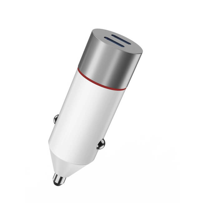 WIWU WiWU Wi-QC023 60W Dual USB C Port Car Charger White | WI-QC023-WT - Phones & Wearables - Lebanon