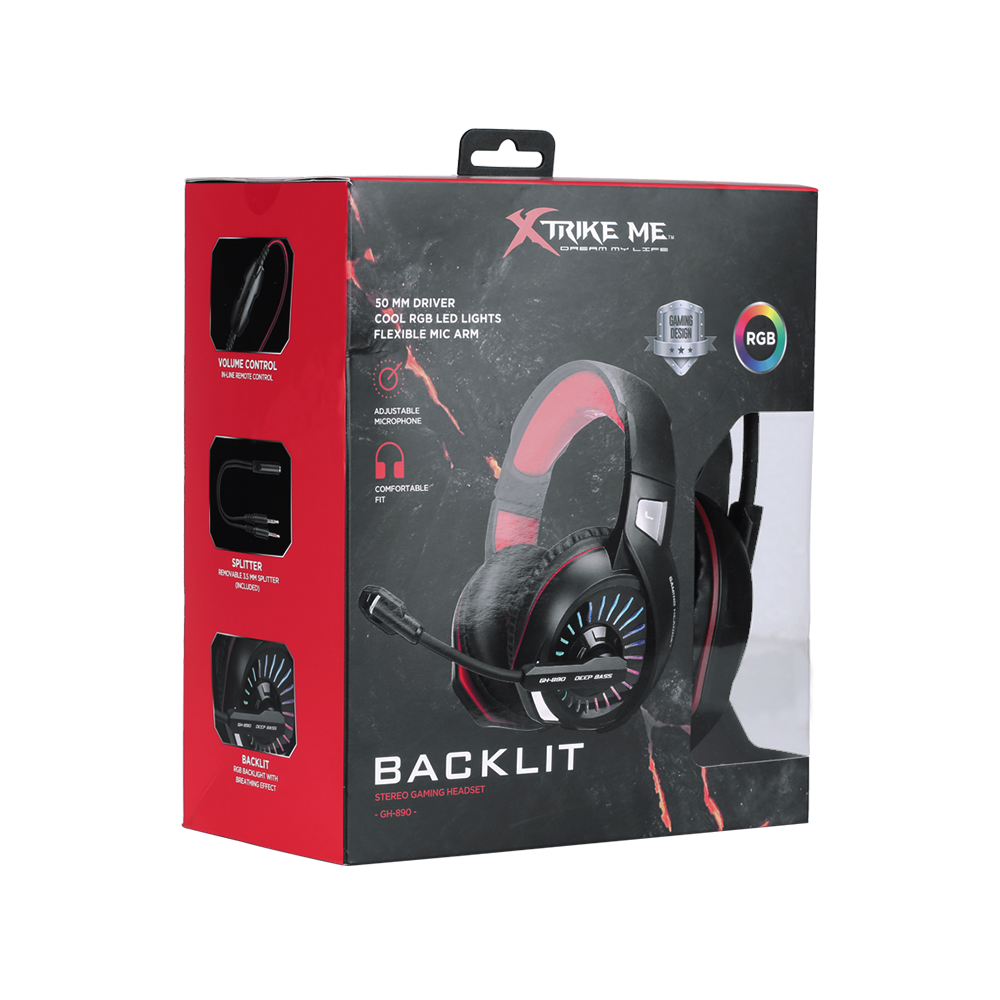 Xtrike Me XTRIKE Gaming Headset with RGB light GH-890 and noise reduction for Smartphone, PC, PS4, Xbox One, cable 2.2m - Gaming - Lebanon