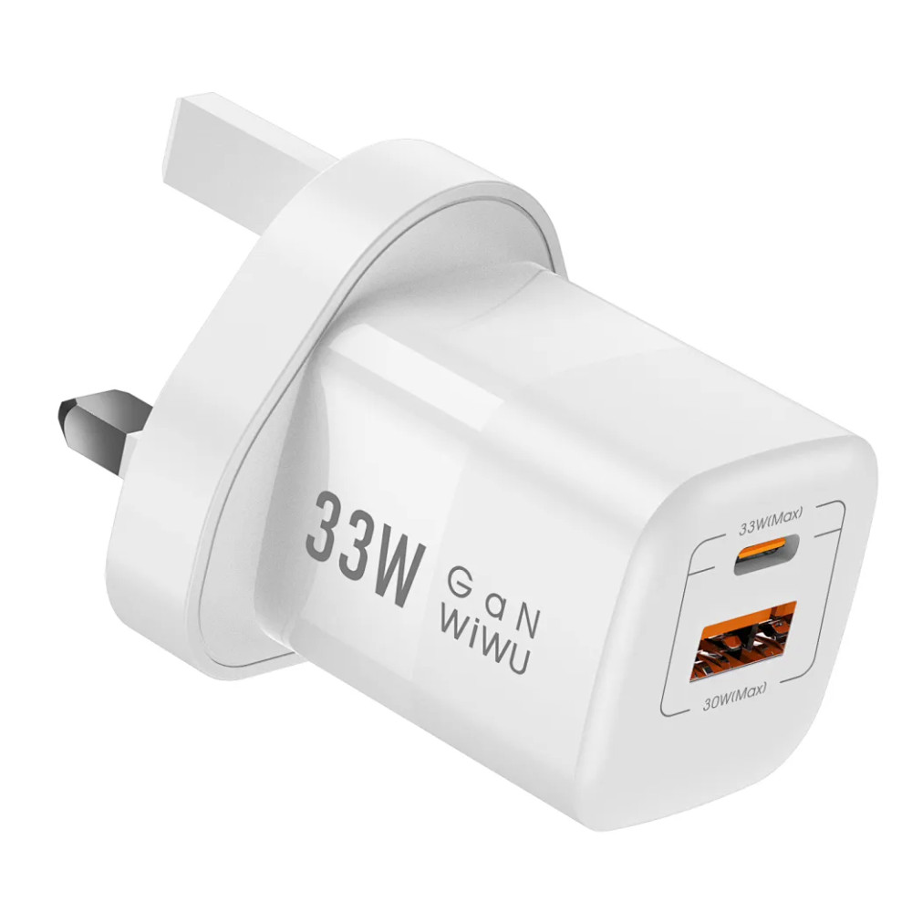 WIWU WIWU 33W PD+QC Wall charger/ EU plug, Wi- U008 White | WI-U008-WT - Phones & Wearables - Lebanon
