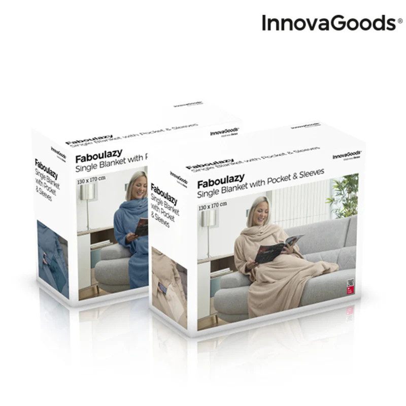 InnovaGoods InnovaGoods Single Sleeved Blanket with Central Pocket Faboulazy- Blue| V0101232 - Home & Kitchen - Lebanon