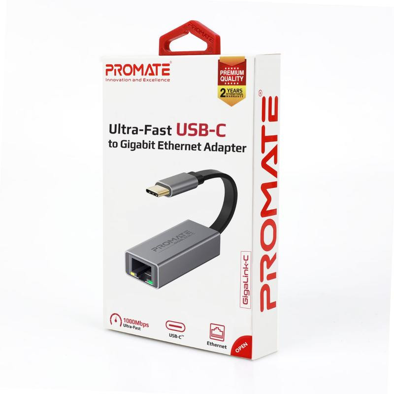 Promate PROMATE High Speed USB-C to Gigabit Ethernet Adapter | GigaLink-C - Networking - Lebanon