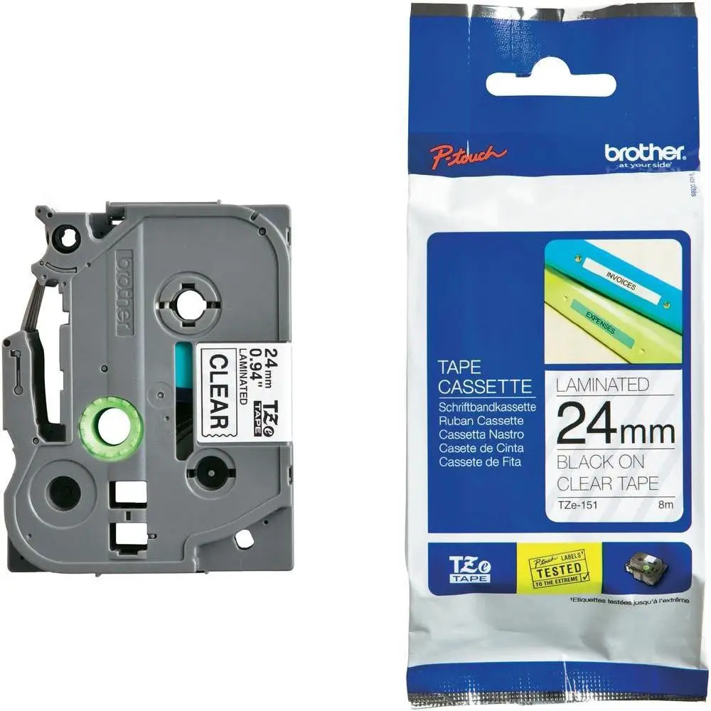 Brother Brother Labelling Tape Cassette – Black on Clear , 24mm wide | TZE-151 - Computers & Tech - Lebanon