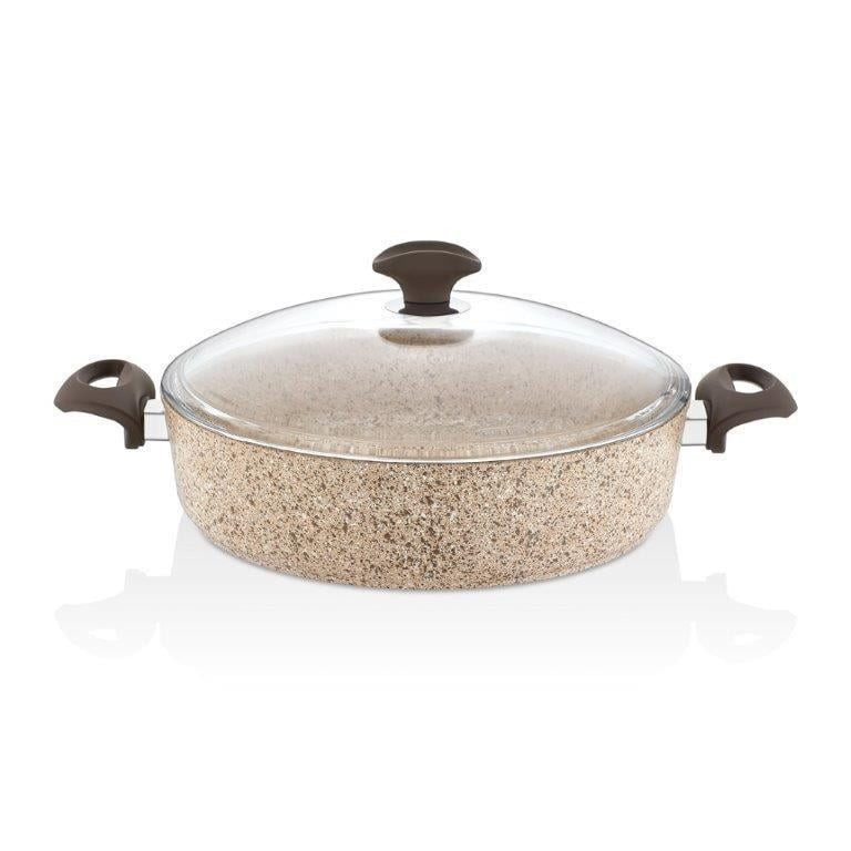 Falez Falez Creamy Granitec Shallow Casserole 30 X 7 | HUR-A-15179 - Home & Kitchen - Lebanon