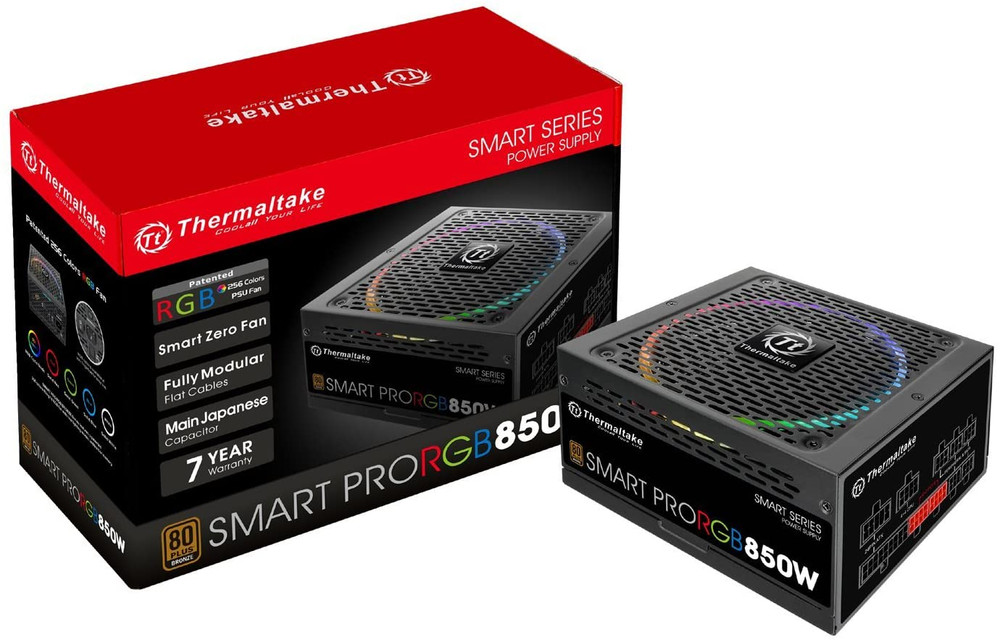 Thermaltake Thermaltake Smart Pro RGB 850W 80+ Bronze Smart Zero 256-Color RGB Fan Fully Modular ATX 12V 2.4/EPS 12V 2.92 Power Supply PS-SPR-0850FPCBUS-R - Computers & Tech - Lebanon