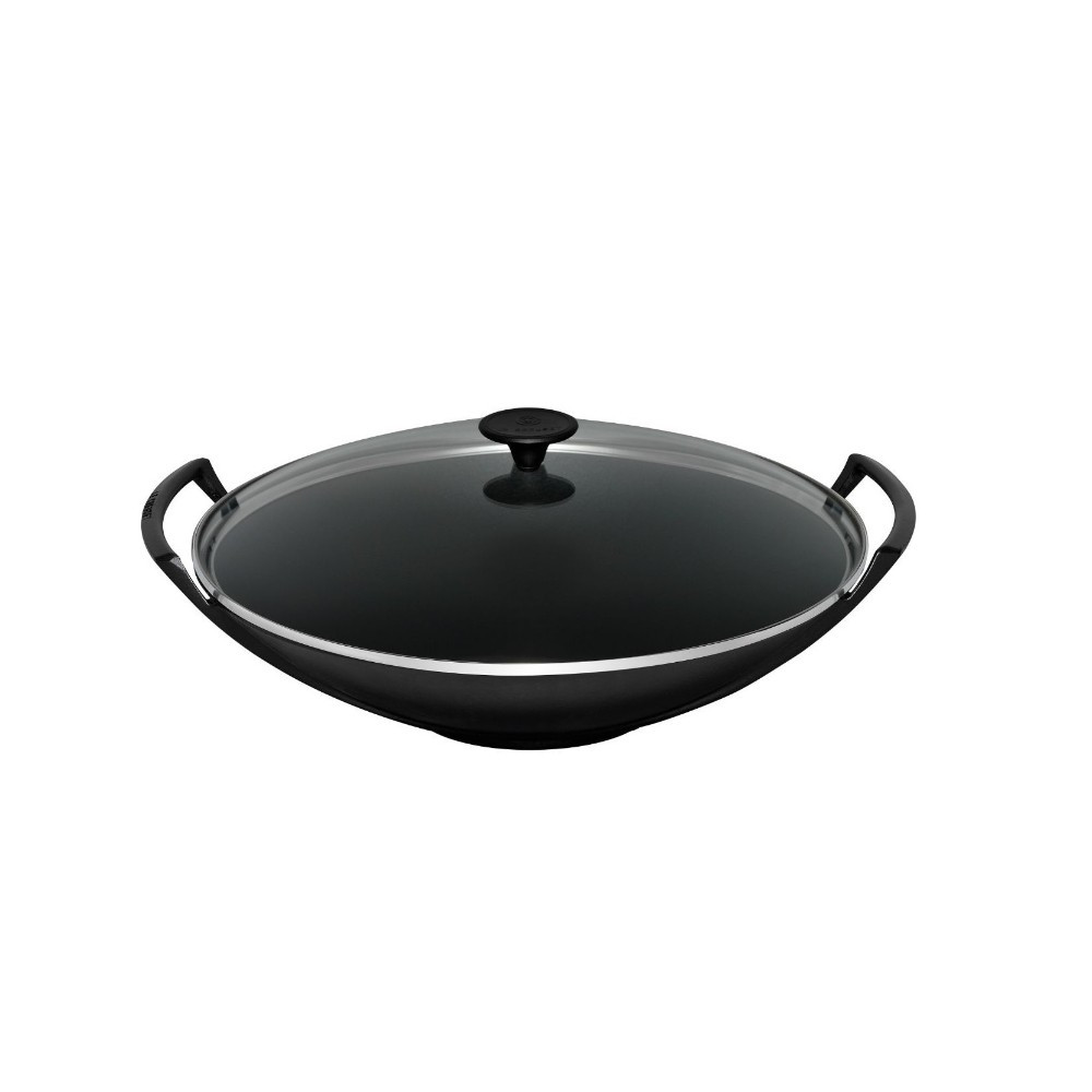 Le Creuset Le Creuset Wok with Glass lid 36cm Black | 0024147127017 - Home & Kitchen - Lebanon