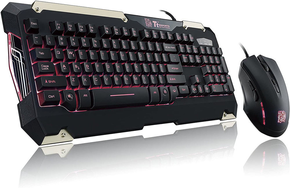 Thermaltake Thermaltake Tt eSPORTS Commander Red LED Backlighting Mechanical Keycaps Membrane Gaming Keyboard & 2400 DPI Red LED Optical Gaming Mouse Combo | KB-CMC-PLBDUS-01 - Computers & Tech - Lebanon