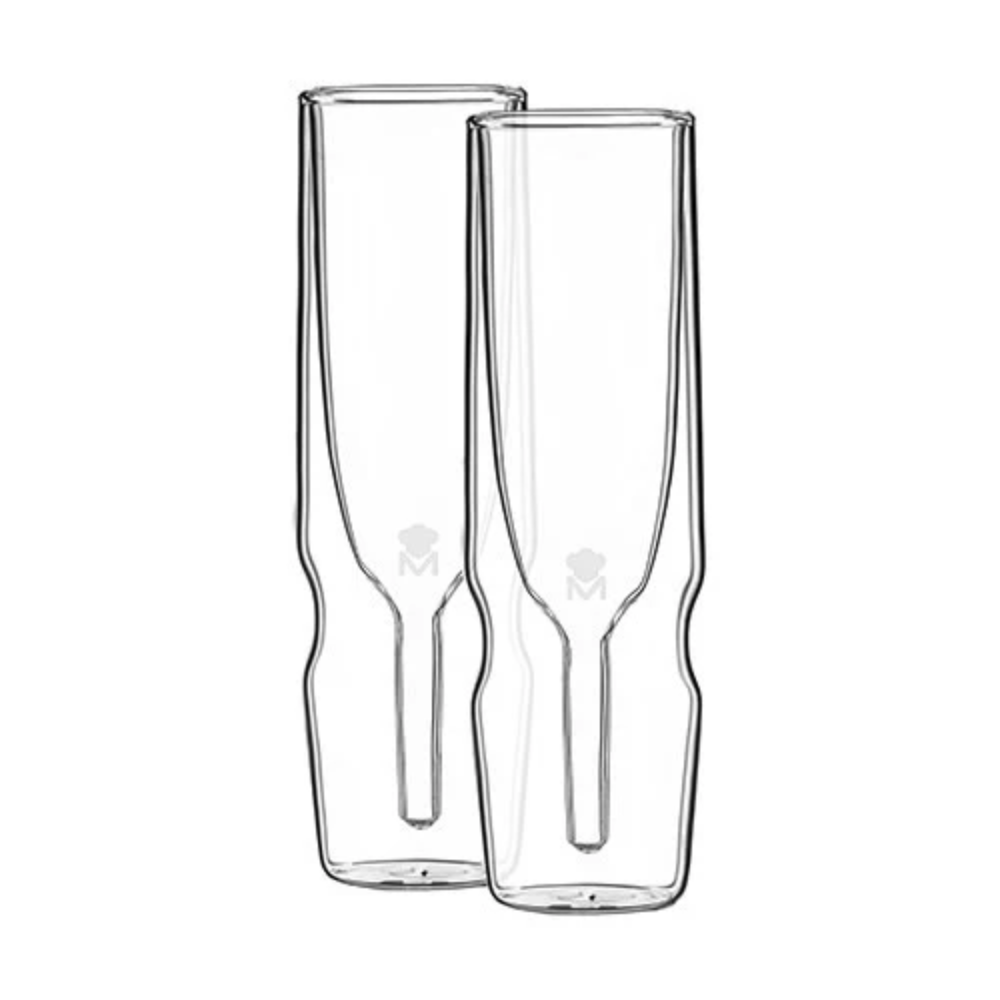 MasterPro MasterPro Set 2pcs Double Wall Borosilicate Flute Glass Barware Mixology 190ml | BGMP-20205 - Home & Kitchen - Lebanon