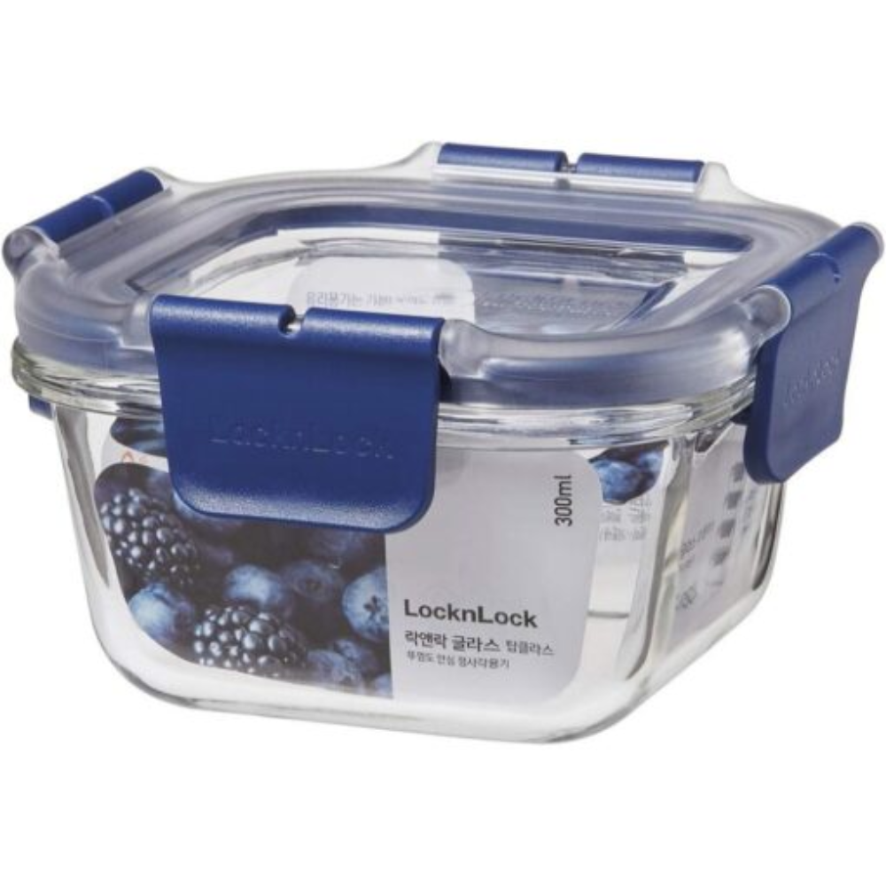 LocknLock LocknLock Topclass Square Leak Proof Heat Resistant Glass Food Storage Container 300ML | LLBG205 - Home & Kitchen - Lebanon