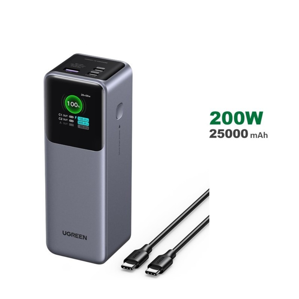UGREEN UGREEN Power Bank 200W 3 Ports, 25000 mAh for Laptops, MacBooks, Smartphones, Tablets, ipads ;TFT Smart Digital Display | 35525B - Computers & Tech - Lebanon