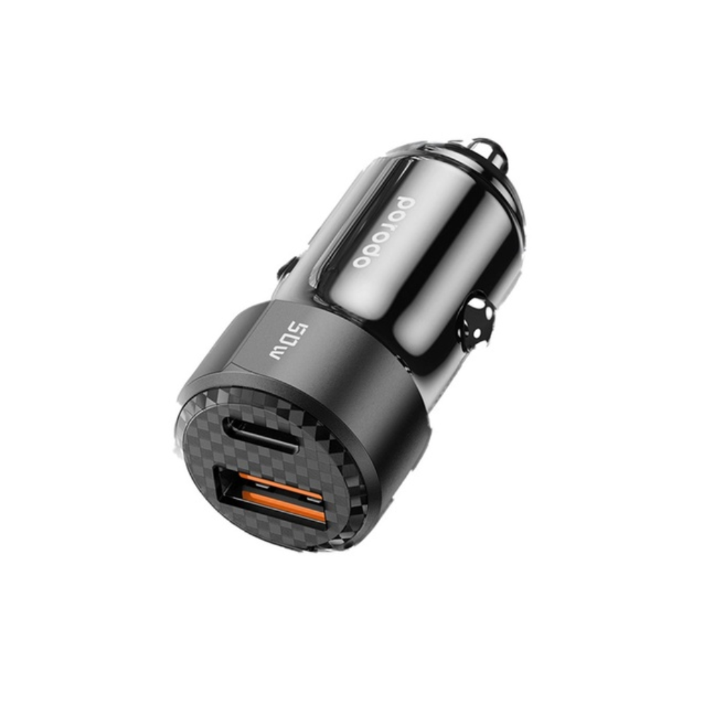 Porodo Porodo 50W Dual Port Car Charger with Type-C to Lightining Cable | PD-CC50WL-BK - Phones & Wearables - Lebanon
