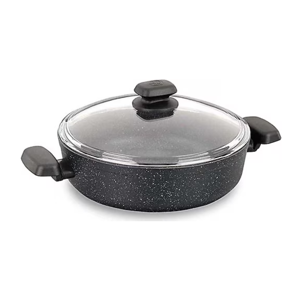Korkmaz Korkmaz Ornella A1843 — 24 cm Granite Low Casserole with Glass Lid | 2.5L Shallow Cooking Pot - Home & Kitchen - Lebanon