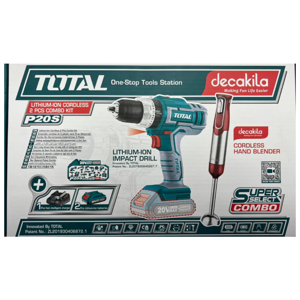 Total 20V 2.0Ah 10mm مقدح بطاريتين ليثيوم شنطة رجراج +هدية Total - Home & Kitchen - Lebanon