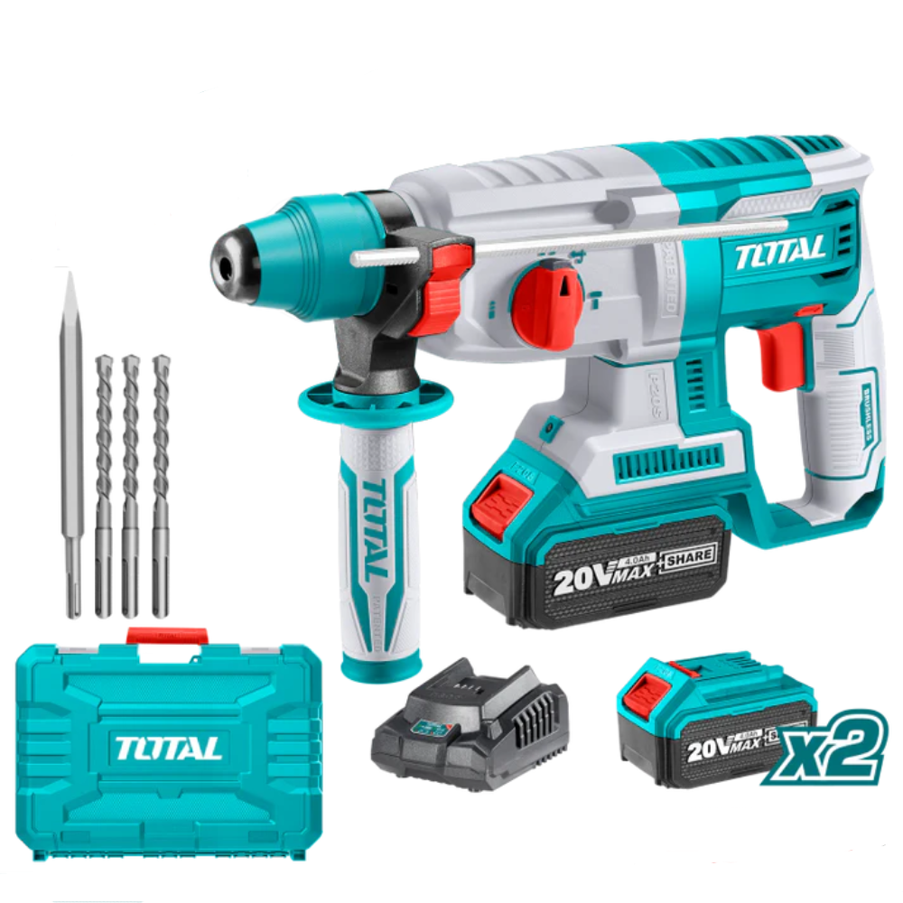 Total 20v SDS مقدح برم وتكسير صناعي عالبطارية+2بطارية Total - Home & Kitchen - Lebanon