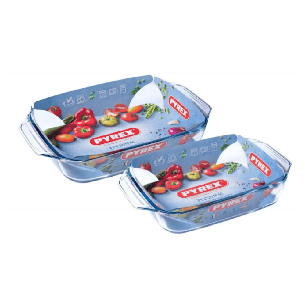 Pyrex Pyrex Irresistible Glass Rectangular Roaster Set of 2 | 913S600 - Home & Kitchen - Lebanon