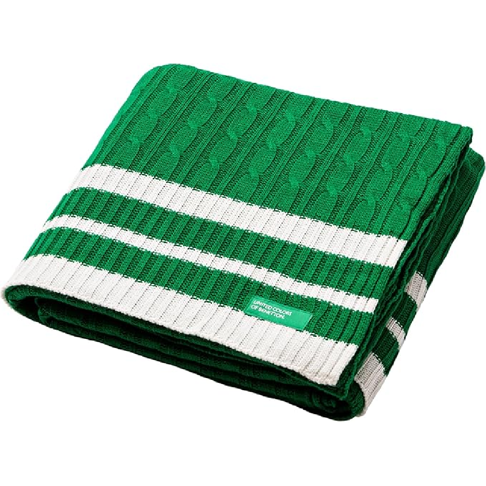 Benetton Benetton BLANKET 140X190CM GREEN RAINBOW BE | BE-2334 - Home & Kitchen - Lebanon