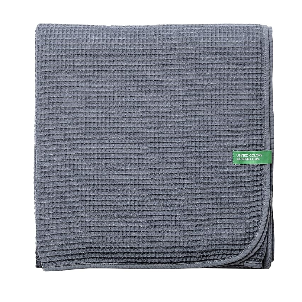 Benetton Benetton BLANKET 140X190CM DARK GREY NEUTRAL BE | BE-2336 - Home & Kitchen - Lebanon
