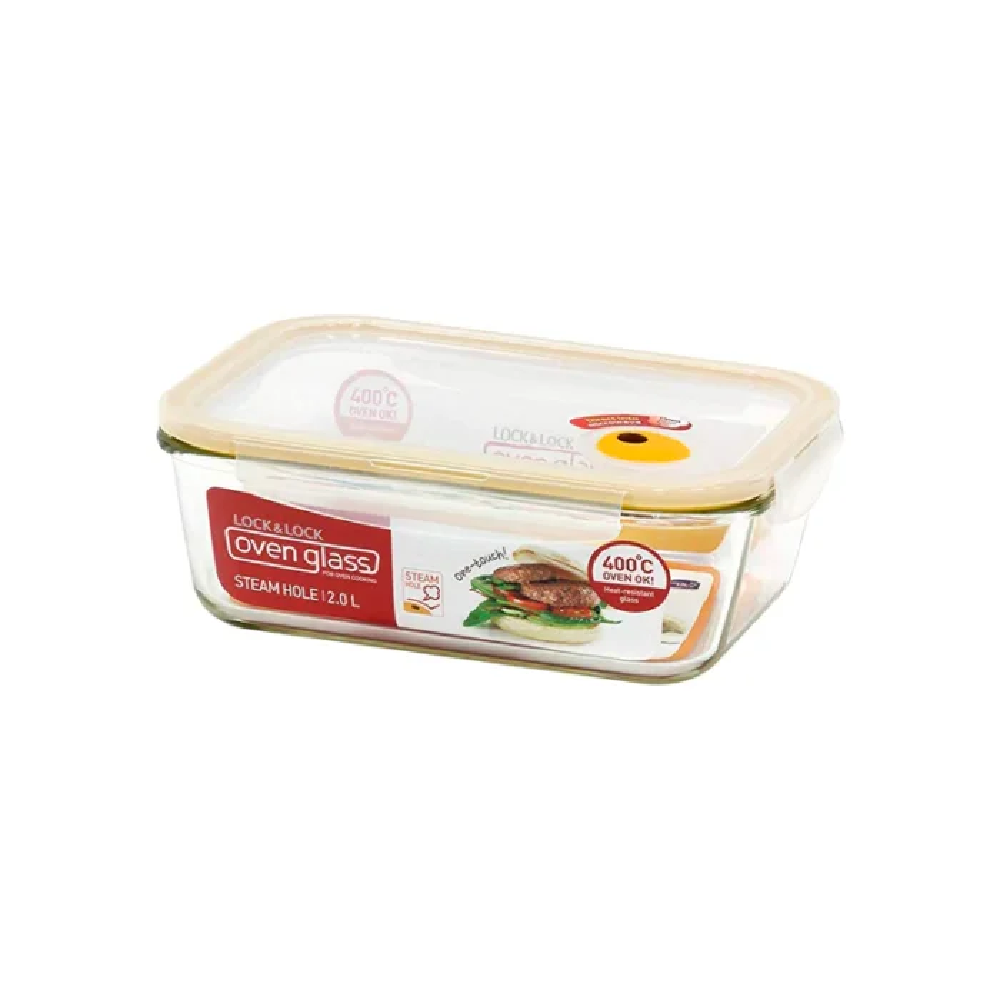LocknLock LocknLock Ovenglass Euro Steam Hole Rectangular 1400ML | LLG234T - Home & Kitchen - Lebanon