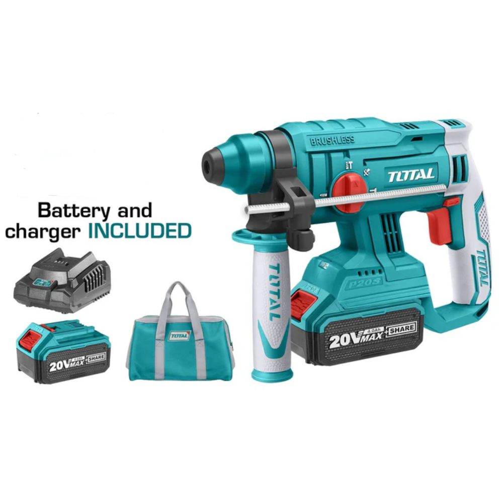 Total 20V SDS مقدح برم وتكسير عالبطارية+2بطارية+شاحن Total - Home & Kitchen - Lebanon