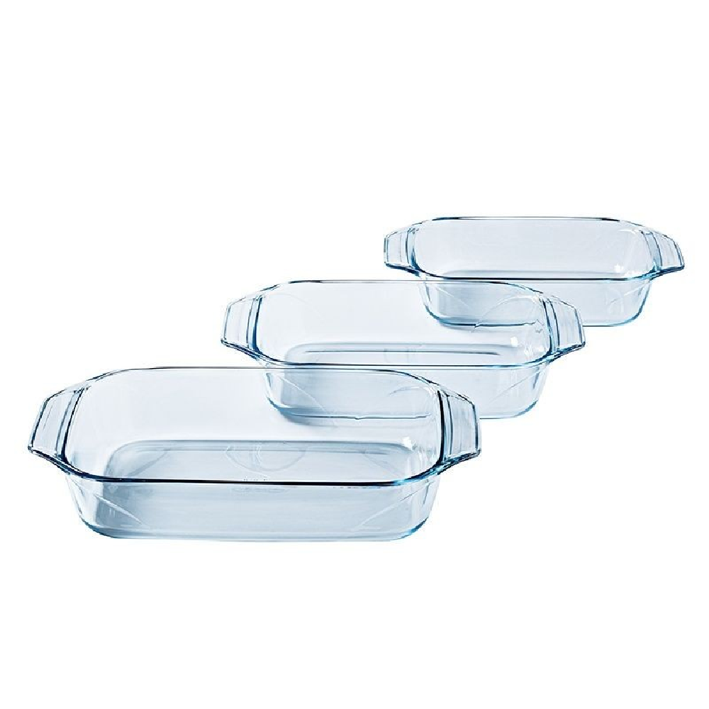 Pyrex Pyrex Glass Roaster - Rectangular - 3 Pcs - 3.8L & 2.9L & 2.1L | 912S734 - Home & Kitchen - Lebanon