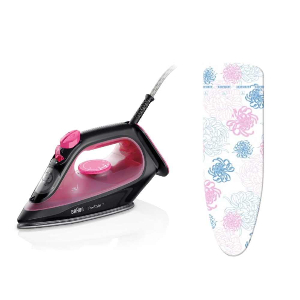 Braun Braun Steam Iron with Free Leifheit Cover | BR SI1070PU + LF 71598 - Home & Kitchen - Lebanon