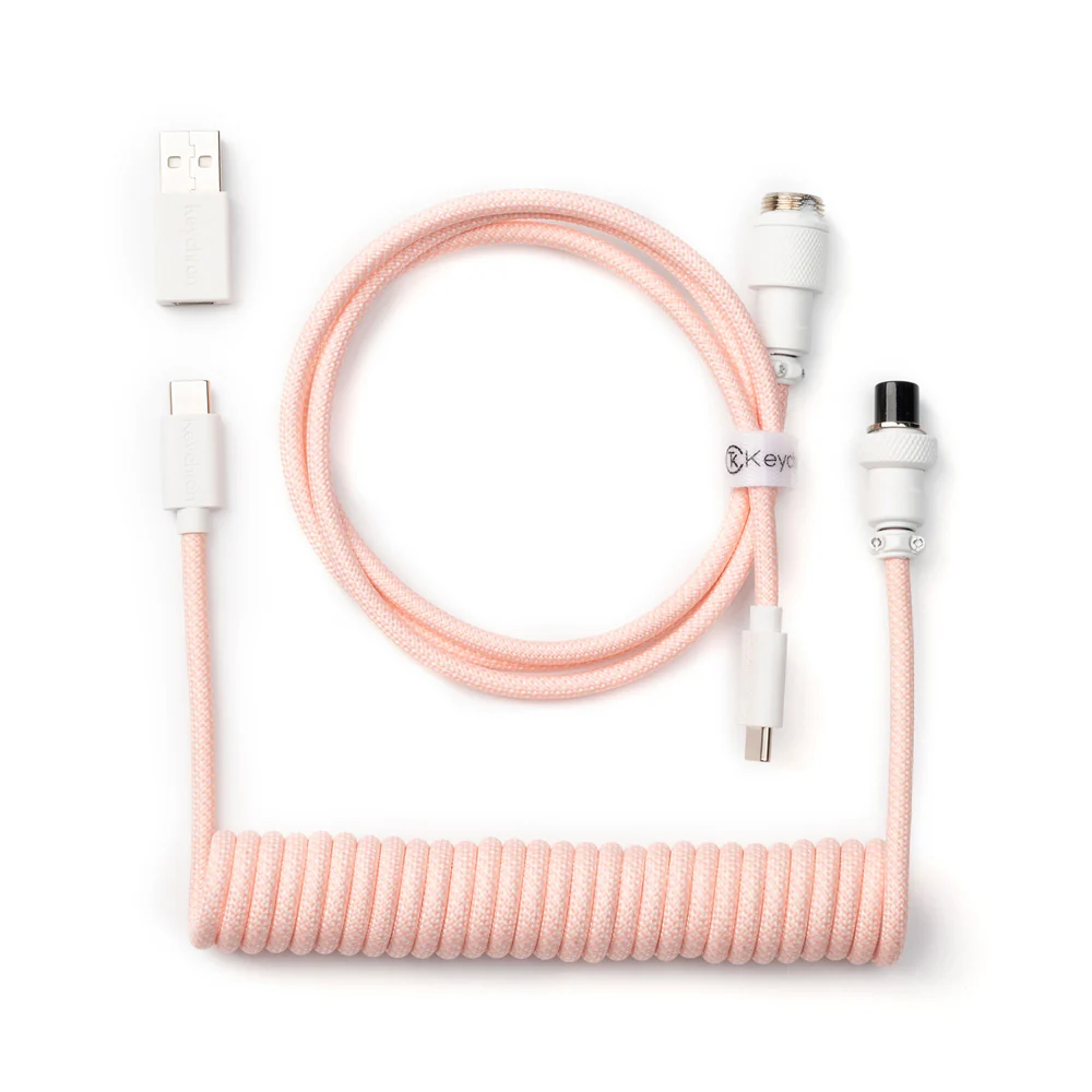 Keychron Keychron Coiled Aviator Cable - Type C/A-C - Light Pink | CAB-15 - Computers & Tech - Lebanon