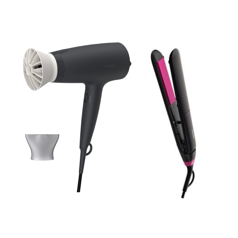Philips Philips StraightCare Essential ThermoProtect Straightener and Philips 3000 Series Hair Dryer Bundle | BHS375 + BHD302 - Beauty & Personal Care - Lebanon