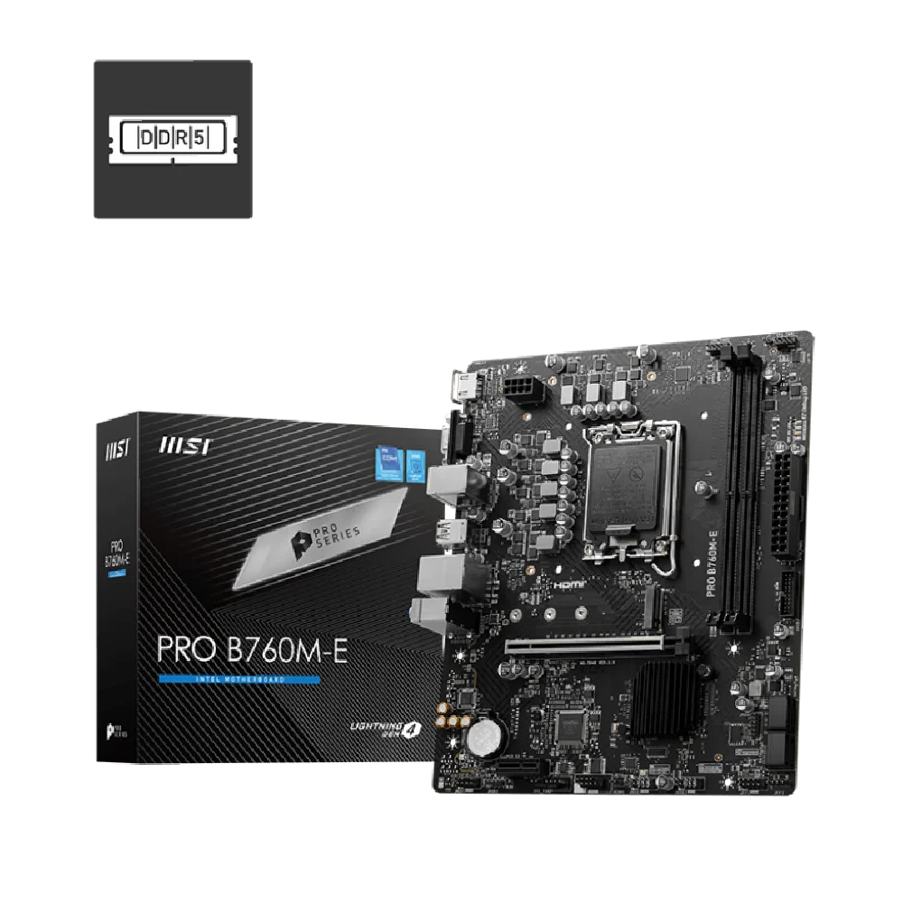 MSI MSI PRO B760M-E DDR5 Motherboard – Intel B760, PCIe 4.0, M.2, DDR4 64GB Support | 911-7D48-073 - Computers & Tech - Lebanon