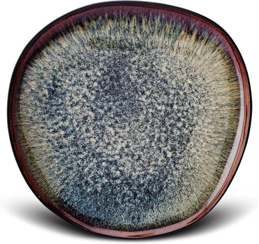 Karaca Karaca Galactic Black Cake Plate 21.5.x21x2.5cm | 153.03.06.7232 - Home & Kitchen - Lebanon