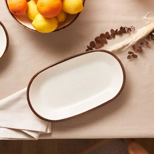 Karaca Karaca Levi Porcelain Boat Plate 26cm | 153.09.01.0558 - Home & Kitchen - Lebanon