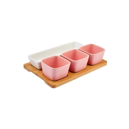 Karaca Karaca Malia 4L Pink Snack Bowl – 3Pcs Snack Bowl (8 cm) – 1Pc Snack Bowl 23cm – Bambo 26.1x17x1.2cm | 153.03.06.9857 - Home & Kitchen - Lebanon