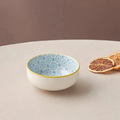 Karaca Karaca Floral Blue Round Snack Bowl 10cm | 153.03.08.2972 - Home & Kitchen - Lebanon