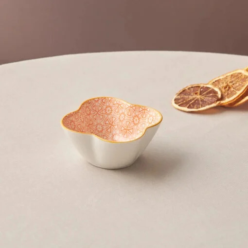 Karaca Karaca Floral Orange Clover Snack Bowl 10cm | 153.03.08.2977 - Home & Kitchen - Lebanon